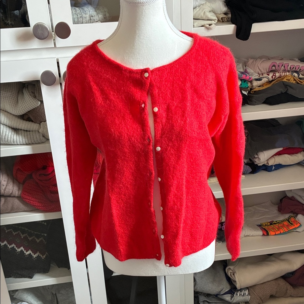 Sézane Bright Red Cardigan Sweater